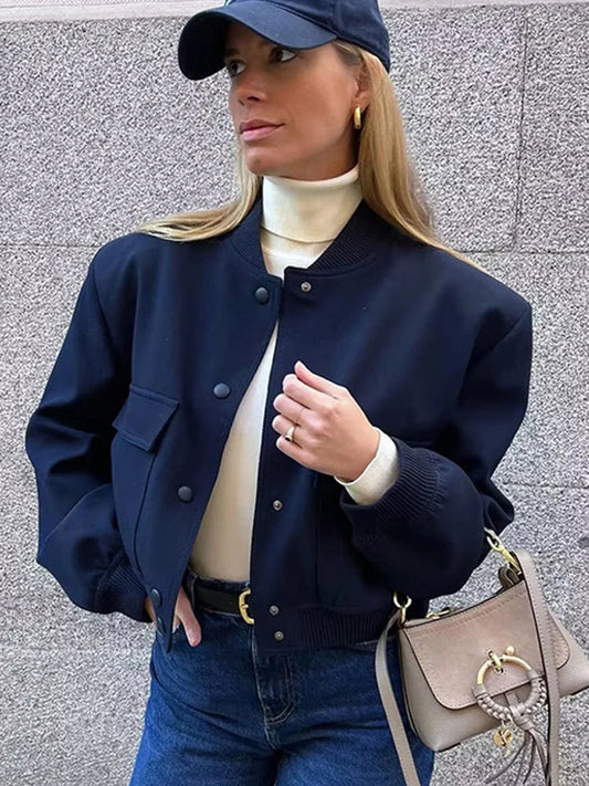 Women's Loose Fit Casual Bomber Jacket