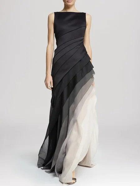 Robe de soirée sans manches à bustier ajusté et jupe asymétrique