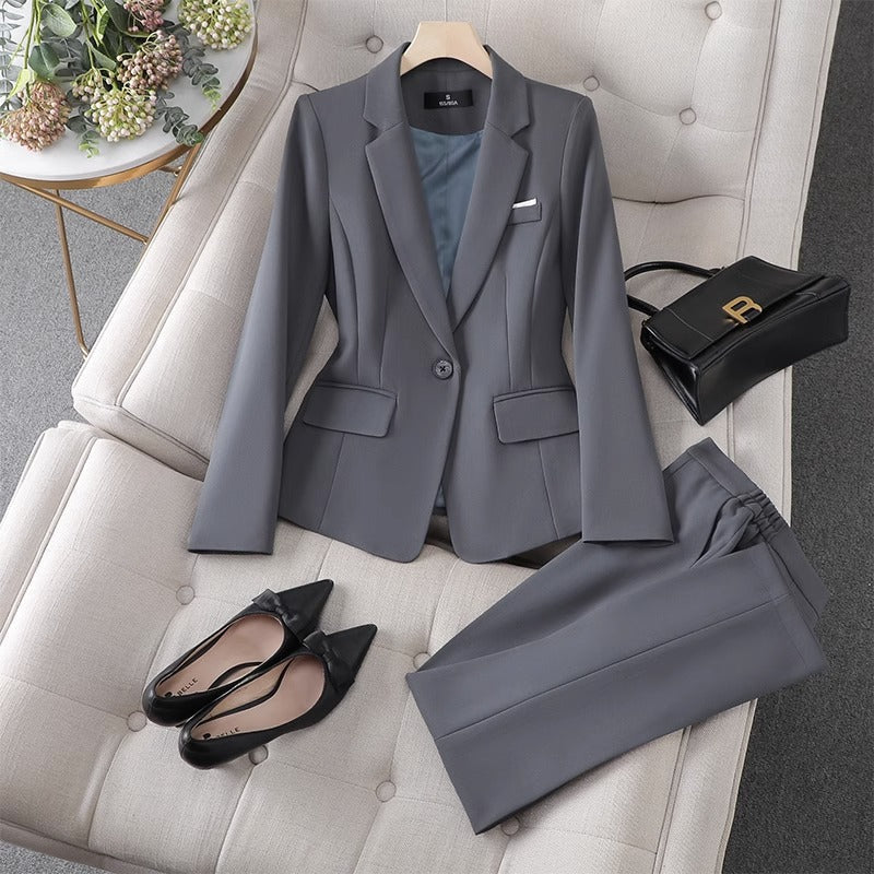 Blazer et Pantalon Femme – Coupe Cintrée, Boutonnage Simple, Look Professionnel