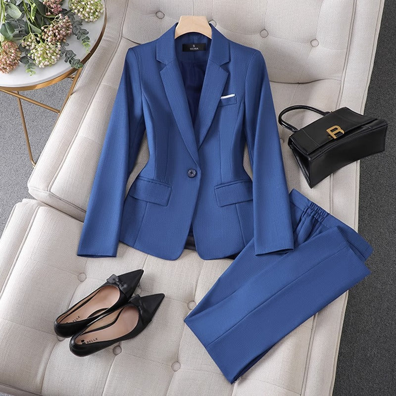 Women's Blazer and Pants - Slim Fit, Single Breasted, Professional Look