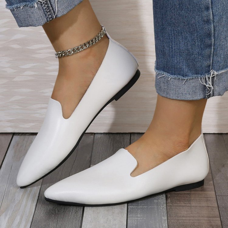 Kvinders bløde materiale pegede tå slip-on flade sko