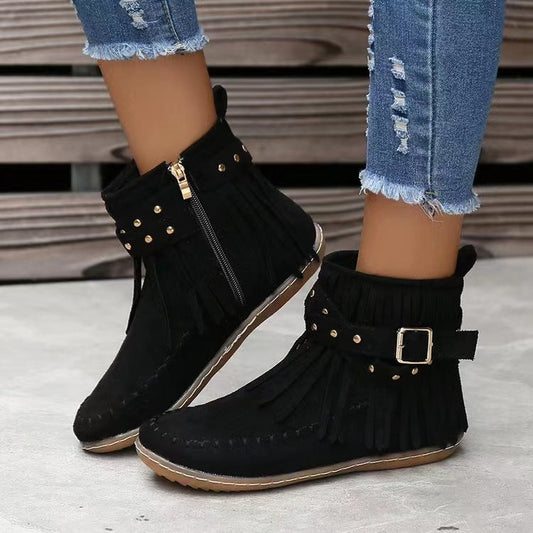 Women's Vintage Round Toe Suede Boots