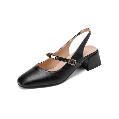 Women's Square Toe Block Heel Slingback Pumps with Studded Strap