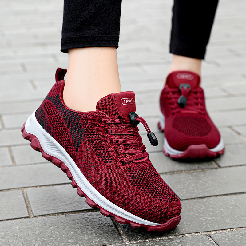 Women's Athletic Sneakers – Knit Mesh – Low Top – Breathable – Lightweight – Lace-Up