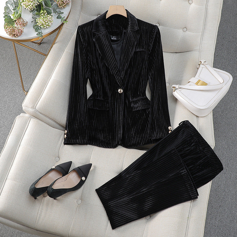 Tailleur Pantalon Femme Ajusté pour Tenue de Bureau