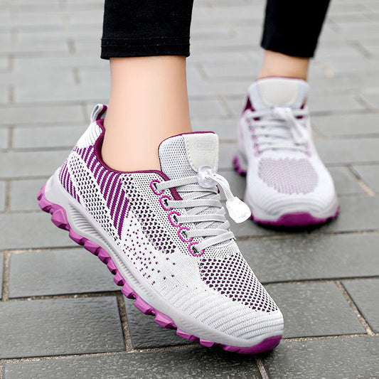 Women's Breathable Mesh Athletic Sneakers - Low, Lightweight, Lace-Up