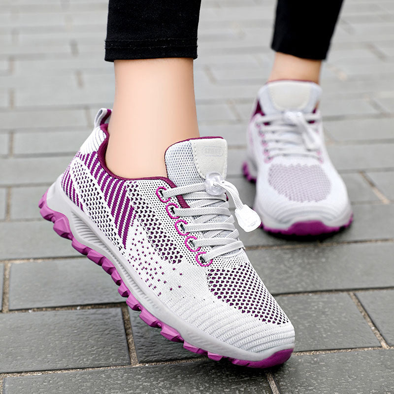 Women's Athletic Sneakers – Knit Mesh – Low Top – Breathable – Lightweight – Lace-Up