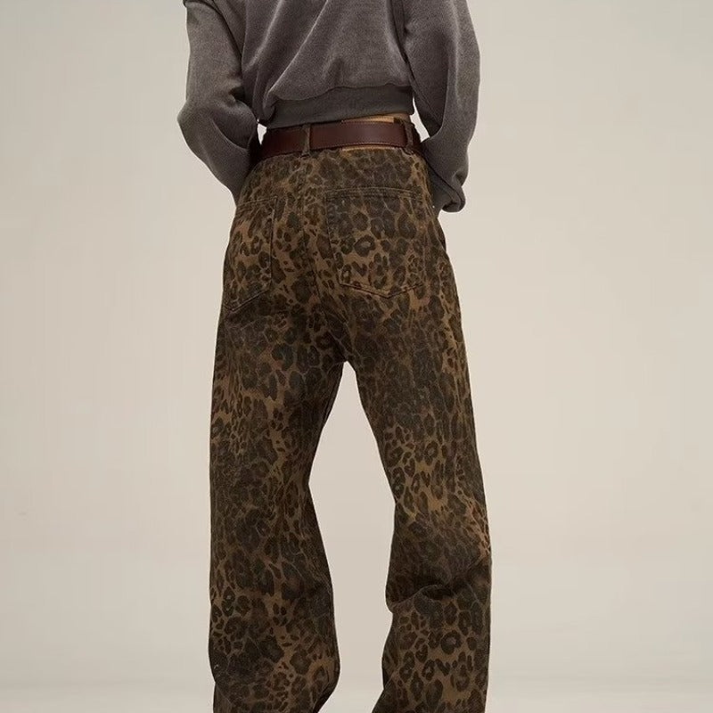 Jean slim imprimé léopard pour femme