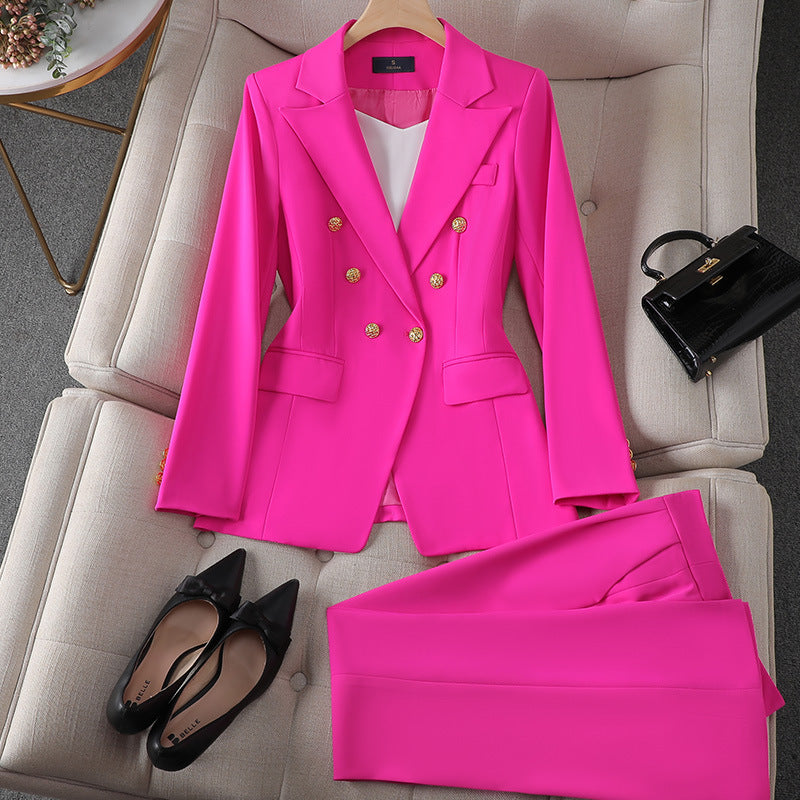 Ensemble Femme Maëlle – Tailleur Cintré à Double Boutonnage et Détail Boutons Dorés