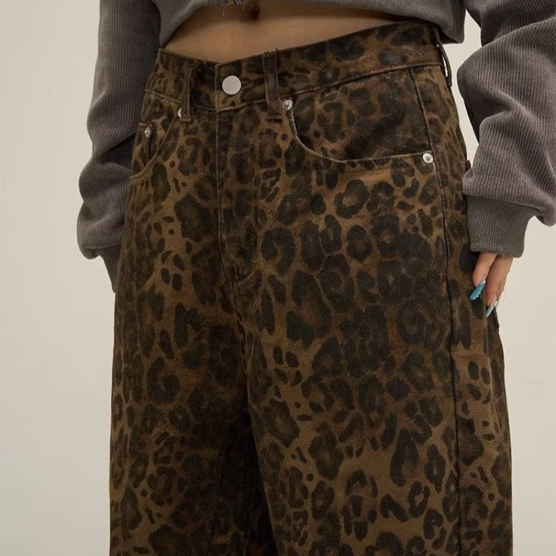 Jean slim imprimé léopard pour femme