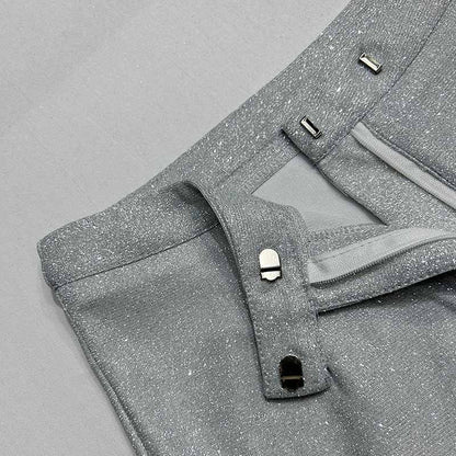 Women's Oversized Blazer Set in Sparkly Fabric - Structured Shoulders