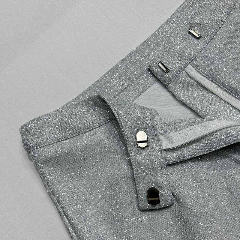 Ensemble Blazer Femme Oversize en Tissu Scintillant – Épaules Structurées