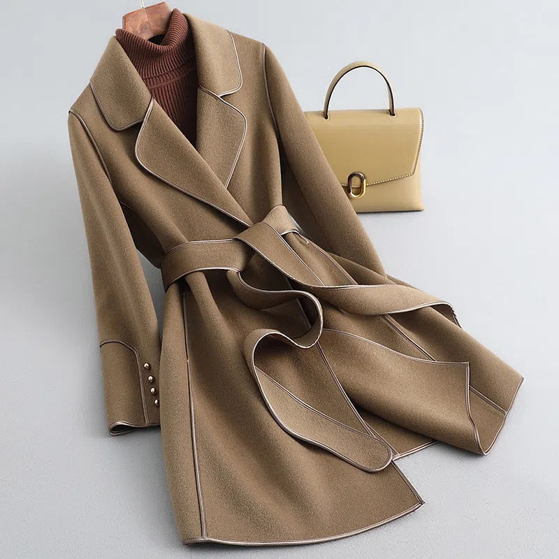 Manteau Long d’Hiver en Laine pour Femmes à Coupe Décontractée