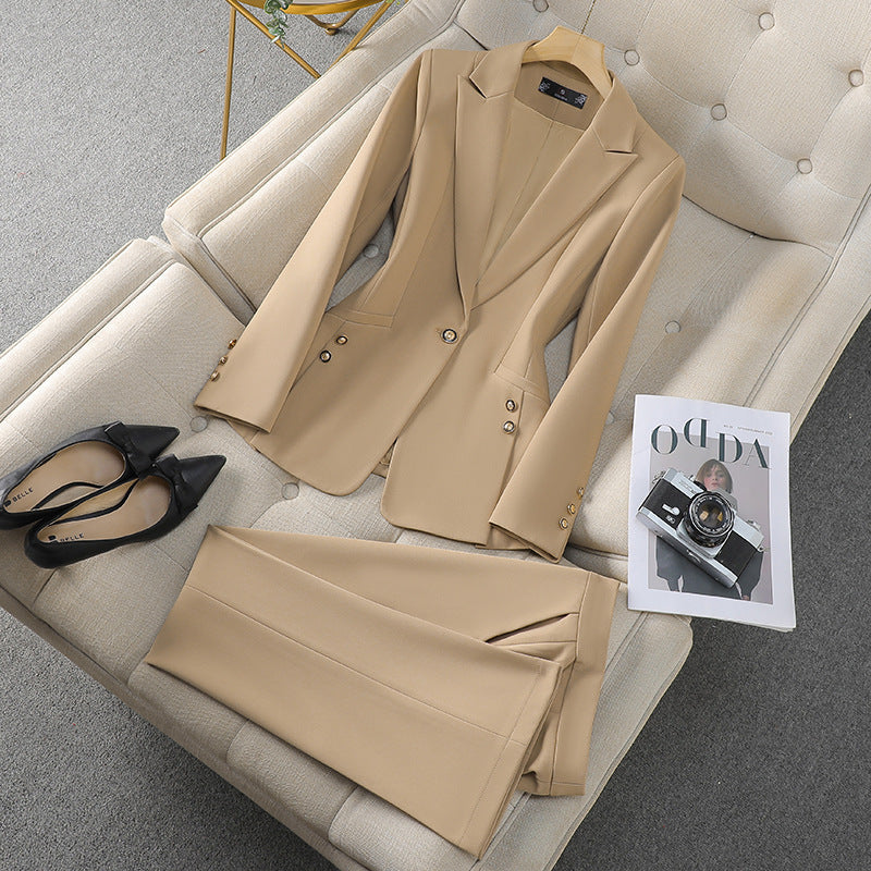 Blazer et Pantalon Femme – Fermeture Simple, Revers Pointus, Tenue Professionnelle
