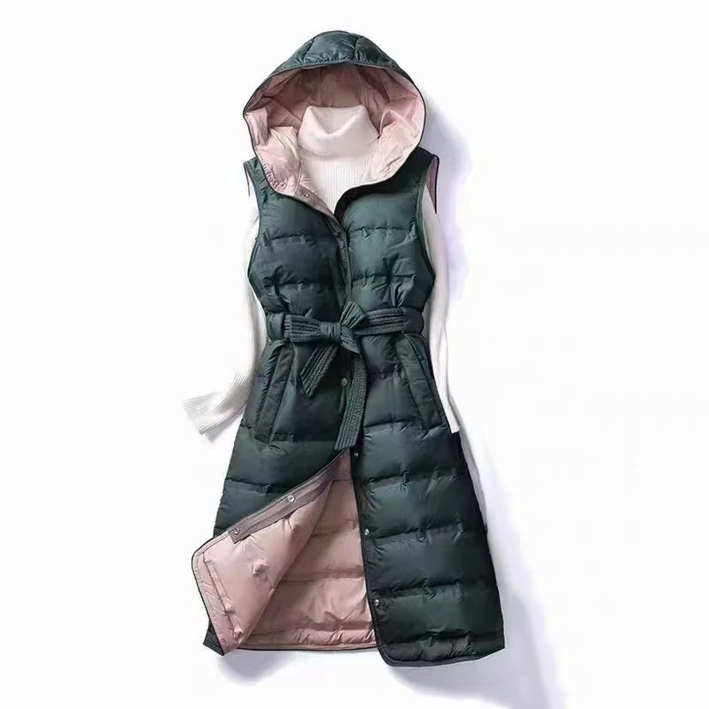 Gilet Doublé à Capuche Coupe Décontractée pour Femme, Idéal pour l’Hiver