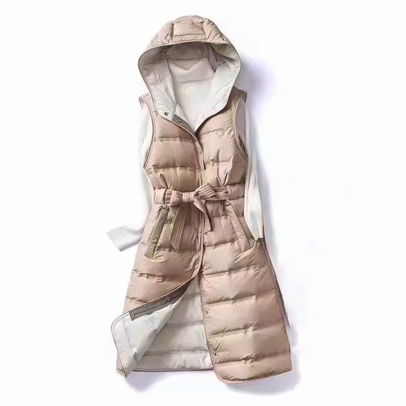 Gilet Doublé à Capuche Coupe Décontractée pour Femme, Idéal pour l’Hiver