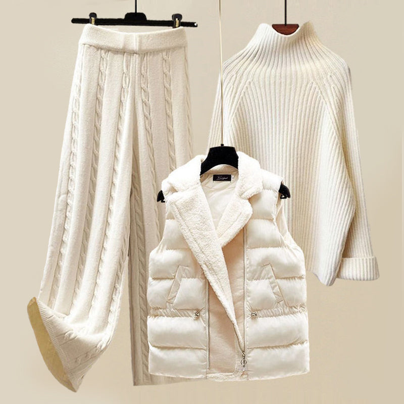 Women's Warm Winter Three Piece Set - Sweater, Pants and Scarf