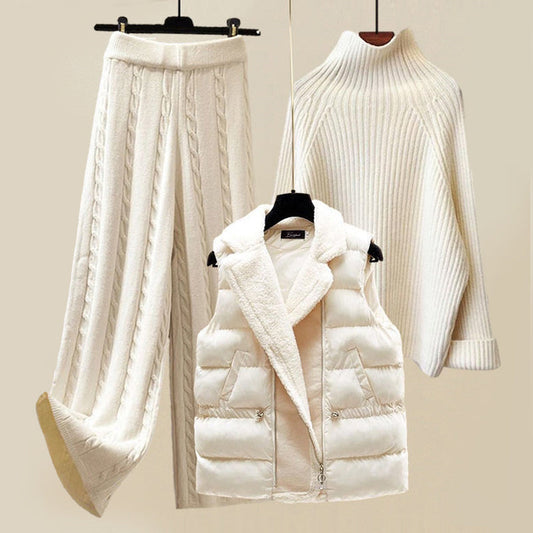 Women's Warm Winter Three Piece Set - Sweater, Pants and Scarf