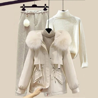 Women's Three-Piece Winter Set - With Hooded Parka