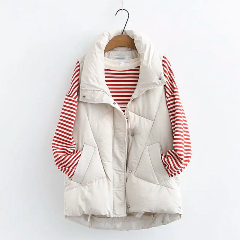 Gilet Doublé Motif Flocon Tokyo à Coupe Décontractée pour Femme