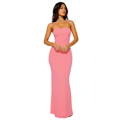 Robe Longue Femme Près du Corps Dos Nu pour Soirée Élégante