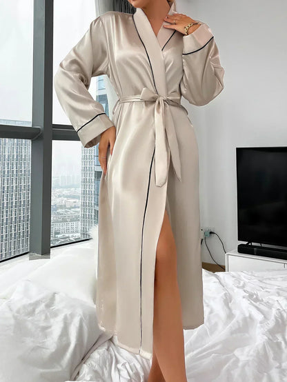 Kimono en Satin Doux pour Femmes – Peignoir Élégant et Léger