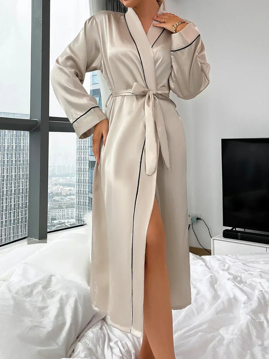 Kimono en Satin Doux pour Femmes – Peignoir Élégant et Léger