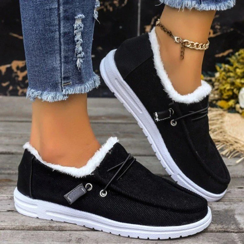 Women's Velvet Lace-Up Boots with Round Toe