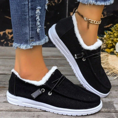 Women's Velvet Lace-Up Boots with Round Toe