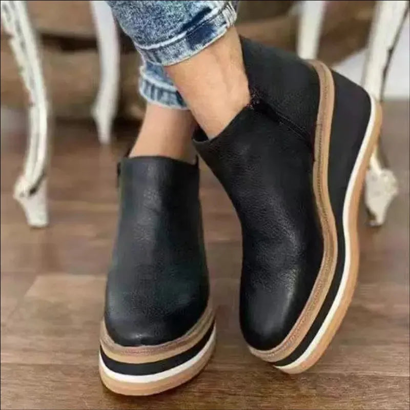 Women's Bottines à Plateforme avec Fermeture Éclair Latérale