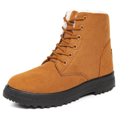Women's Lace-Up Boots with Thick Soles and Round Toes
