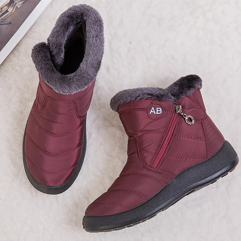 Women's Casual Furry Round Toe Ankle Boots