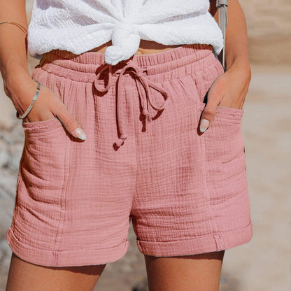 Short Décontracté pour Femme – Tissu Léger et Taille Élastique à Cordon