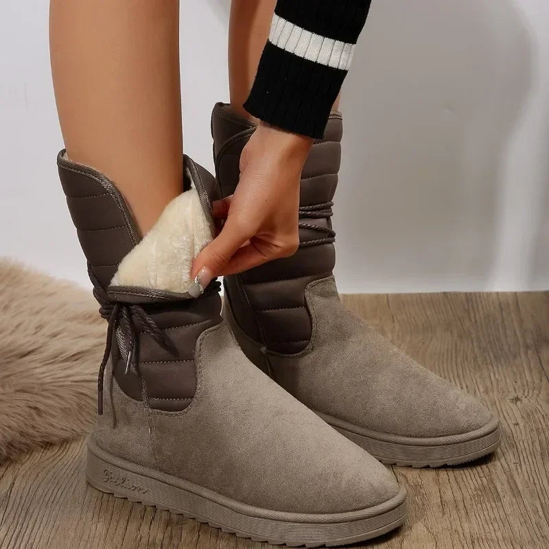 Women's Bottes à Lacets avec Doublure en Fausse Fourrure