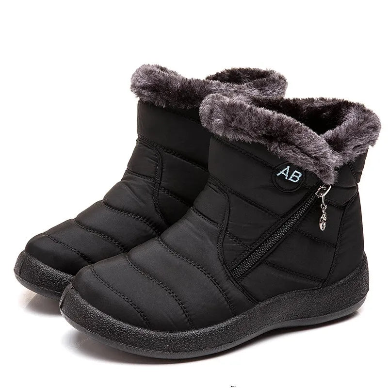 Women's Casual Furry Round Toe Ankle Boots