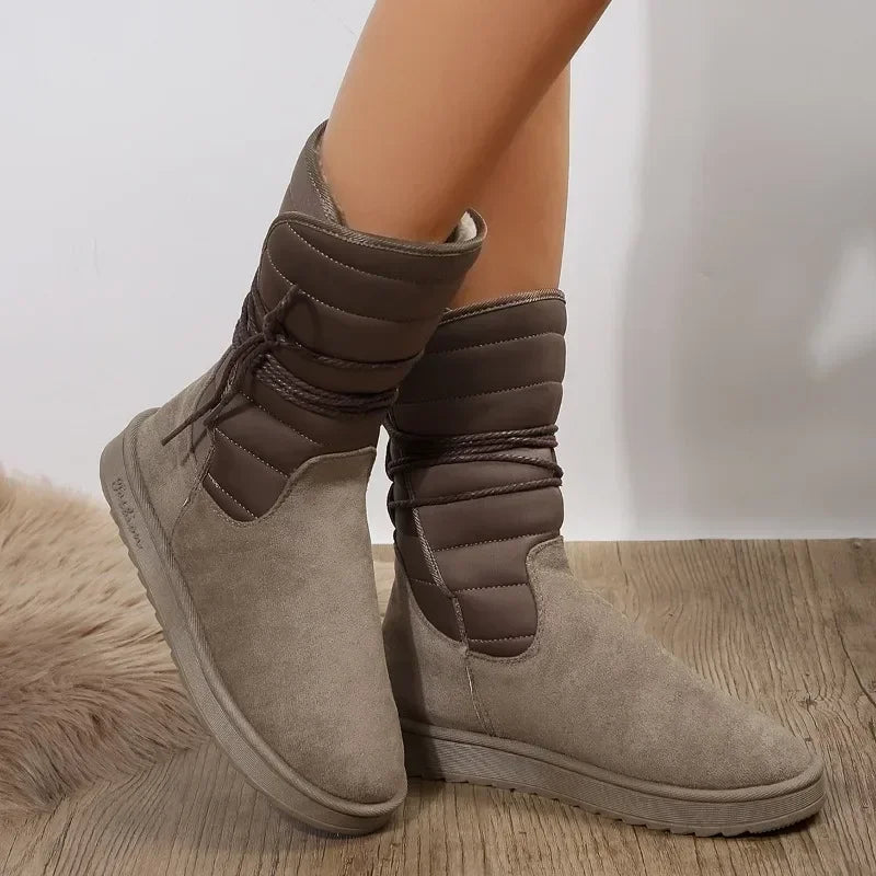 Women's Bottes à Lacets avec Doublure en Fausse Fourrure
