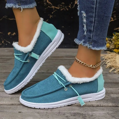Women's Velvet Lace-Up Boots with Round Toe