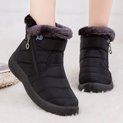Women's Casual Furry Round Toe Ankle Boots