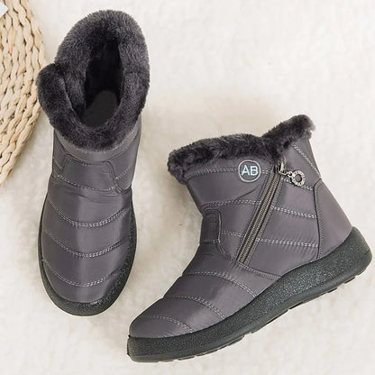 Women's Casual Furry Round Toe Ankle Boots