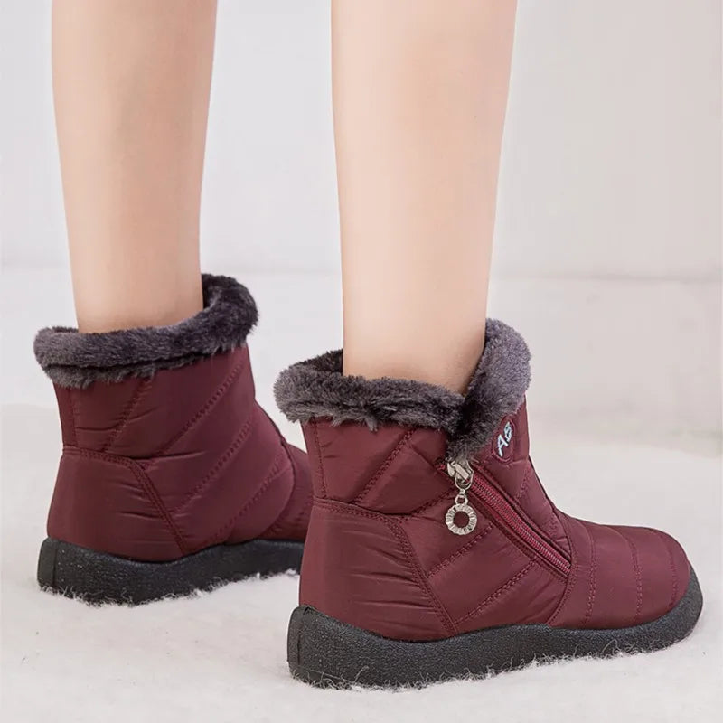 Women's Casual Furry Round Toe Ankle Boots