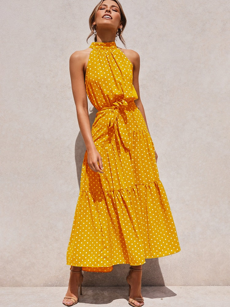 Maya Robe midi à Pois et Taille nouée
