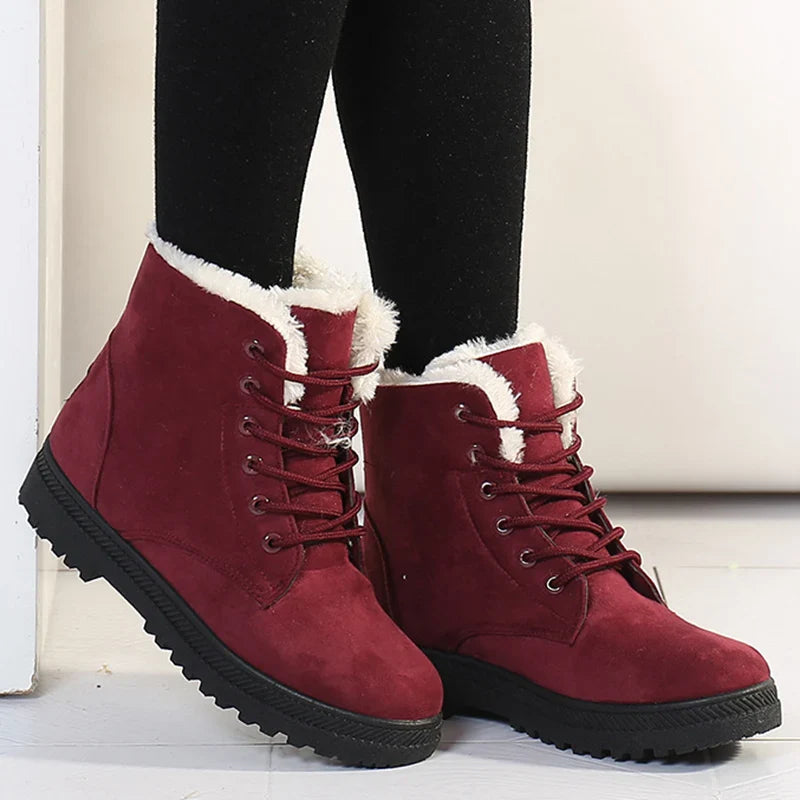 Women's Bottes Doublées en Peluche à Petit Talon