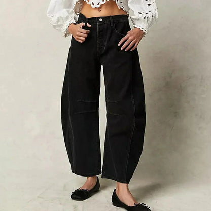 Jean taille haute à jambes larges pour femme