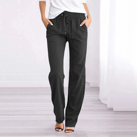 Pantalon décontracté à taille élastique en tissu léger et respirant