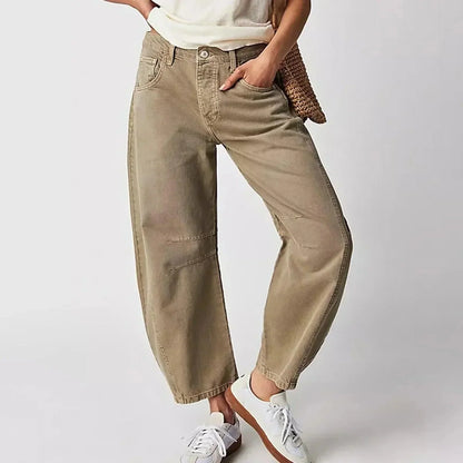 Jean taille haute à jambes larges pour femme