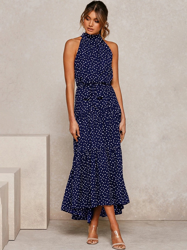 Maya Robe midi à Pois et Taille nouée