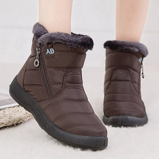Women's Casual Furry Round Toe Ankle Boots