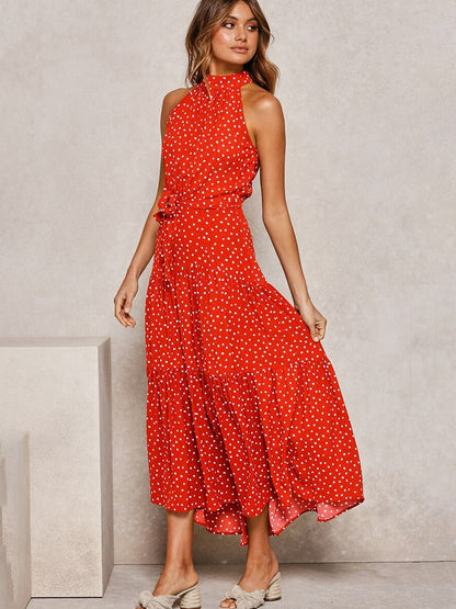 Maya Robe midi à Pois et Taille nouée