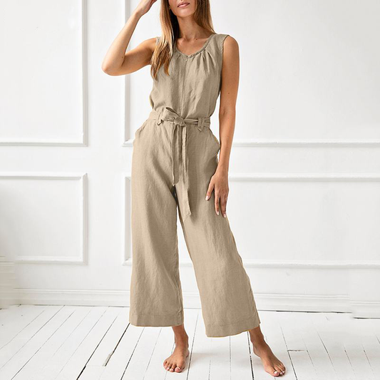 Femme - Combinaison Décontractée à Jambes Larges et Coupe Relax