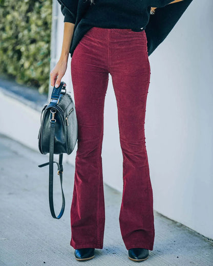 Pantalon évasé taille haute extensible pour toutes saisons